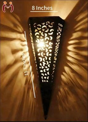 3D Wooden Wall Lamp Brown Golden Modern Design