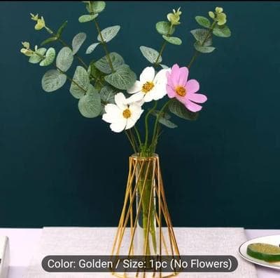 Golden Geometric Glass Vase for Home Decor