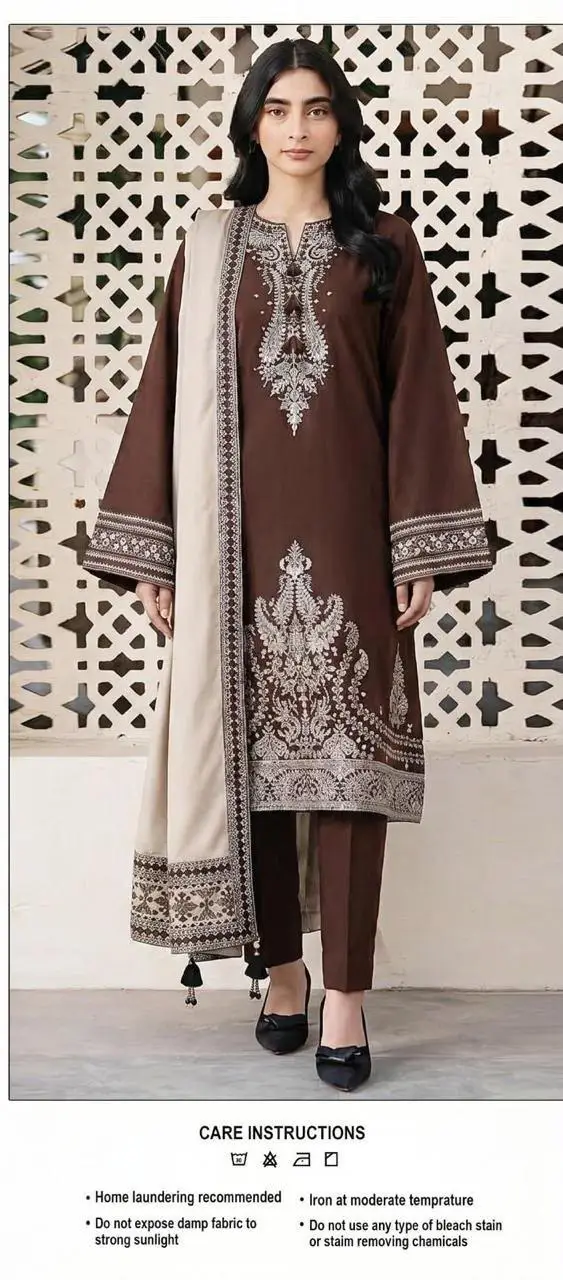 3 Pcs Women's Unstitched Embroidered Suit
